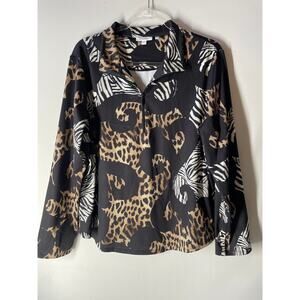 Chico's Animal Print Swirl Print 1/4 Zip Pullover Active Top Size 3 US XL
